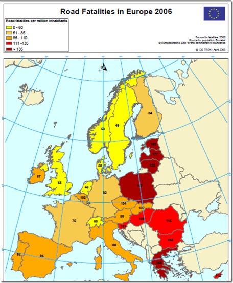 ヨーロッパの交通事故死者